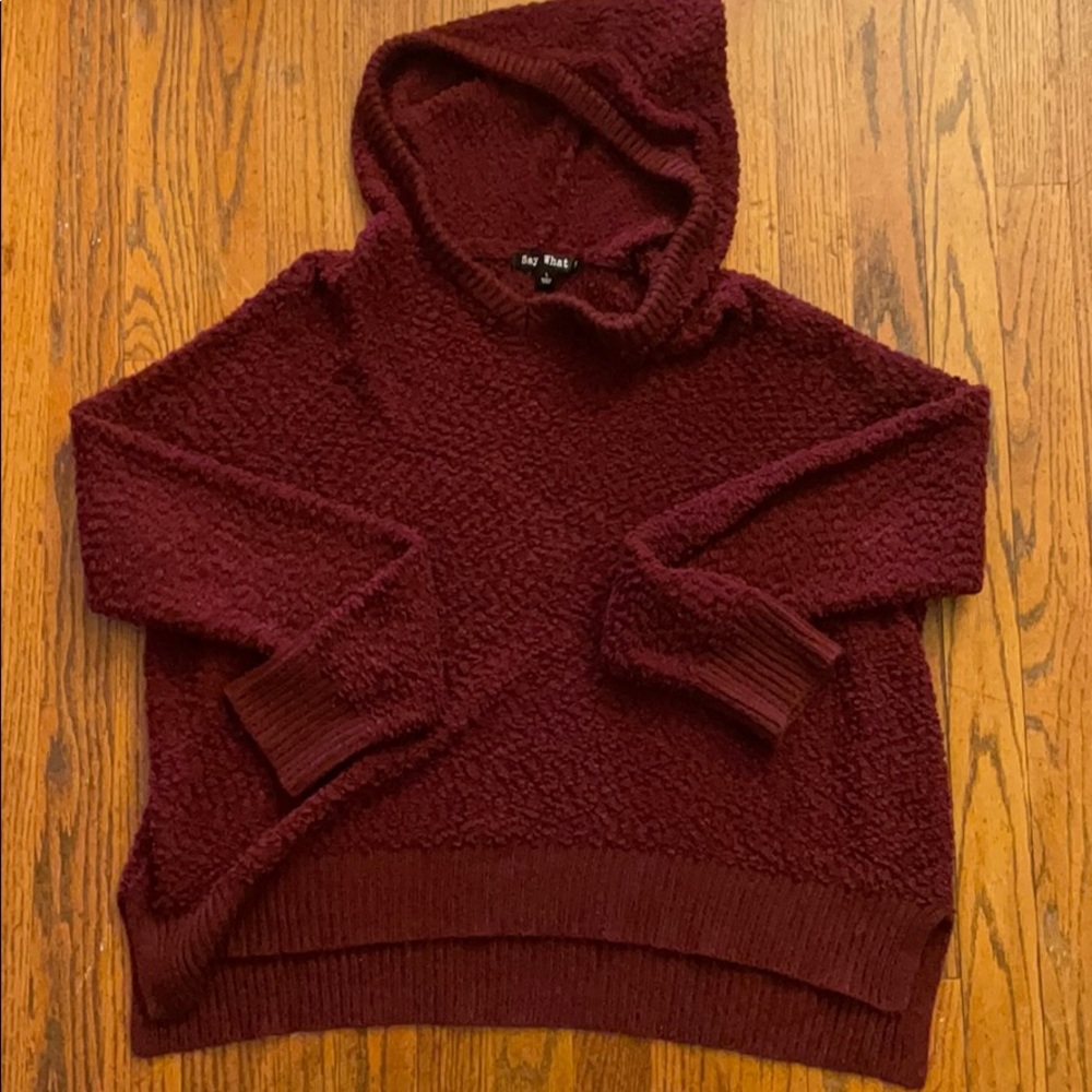 Maroon fuzzy sweatshirt